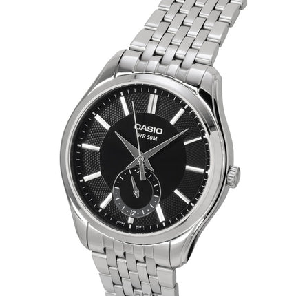 Montre homme Casio analogique en acier inoxydable, cadran noir, mouvement à quartz MTP-B315D-1AV