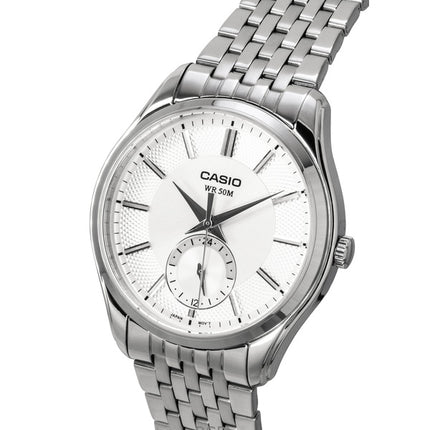 Montre homme Casio analogique en acier inoxydable, cadran argenté, mouvement à quartz MTP-B315D-7AV
