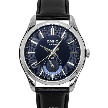 Montre homme Casio analogique à quartz, bracelet en cuir, cadran bleu, MTP-B315L-2AV