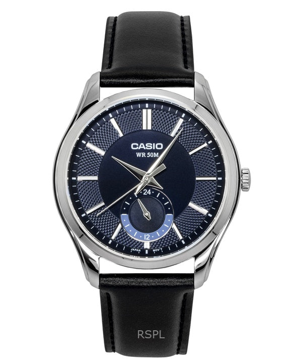 Montre homme Casio analogique à quartz, bracelet en cuir, cadran bleu, MTP-B315L-2AV