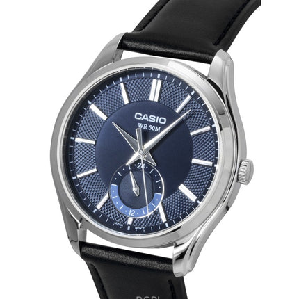 Montre homme Casio analogique à quartz, bracelet en cuir, cadran bleu, MTP-B315L-2AV