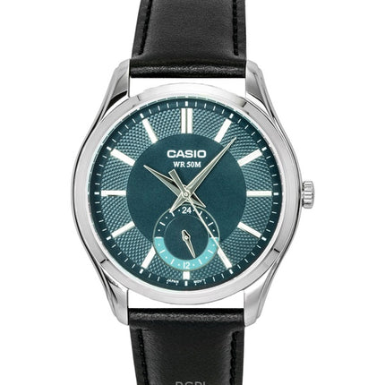 Montre homme Casio analogique à quartz, bracelet en cuir, cadran vert, MTP-B315L-3AV