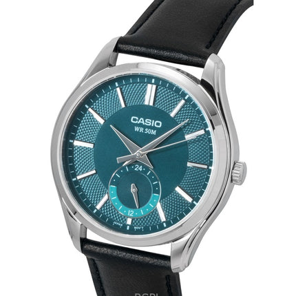 Montre homme Casio analogique à quartz, bracelet en cuir, cadran vert, MTP-B315L-3AV