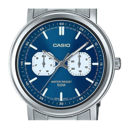 Montre Casio Standard analogique en acier inoxydable avec cadran bleu et quartz MTP-E335D-2E1V pour homme