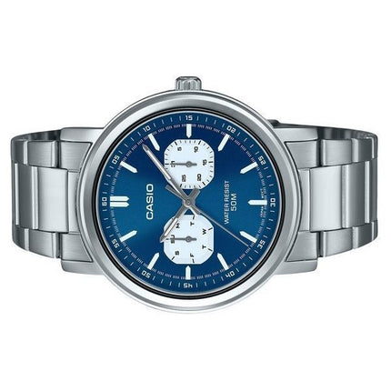 Montre Casio Standard analogique en acier inoxydable avec cadran bleu et quartz MTP-E335D-2E1V pour homme