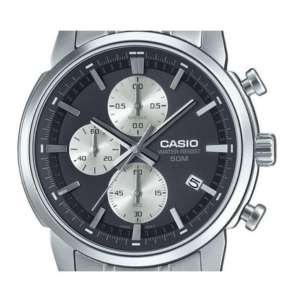 Montre Casio Standard analogique chronographe en acier inoxydable cadran noir Quartz MTP-E510D-1A2V pour homme