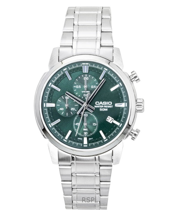 Montre homme Casio Chronographe Analogique Acier Inoxydable Cadran Vert Quartz MTP-E510D-3AV