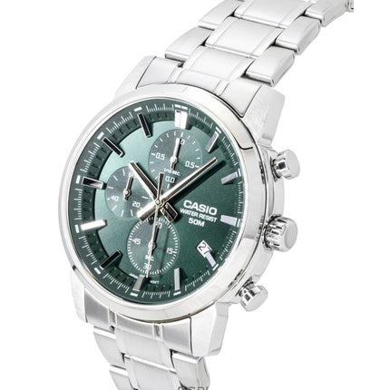 Montre homme Casio Chronographe Analogique Acier Inoxydable Cadran Vert Quartz MTP-E510D-3AV