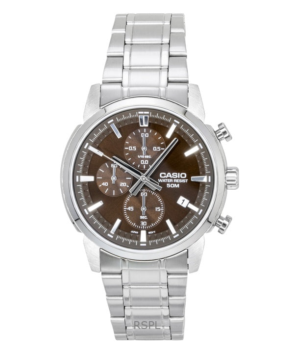 Montre homme Casio Chronographe Analogique Acier Inoxydable Cadran Marron Quartz MTP-E510D-5AV