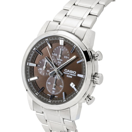 Montre homme Casio Chronographe Analogique Acier Inoxydable Cadran Marron Quartz MTP-E510D-5AV