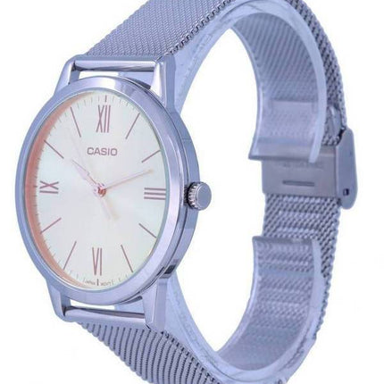 Casio Analogique Acier Inoxydable Maille Argent Cadran Quartz MTP-E600M-9B MTPE600M-9 Montre Homme