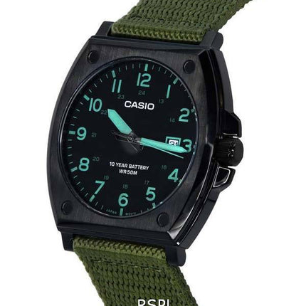 Montre Homme Casio Enticer Standard Analogique Vert Kaki Tissu Bracelet Quartz MTP-E715C-3A MTPE715C-3