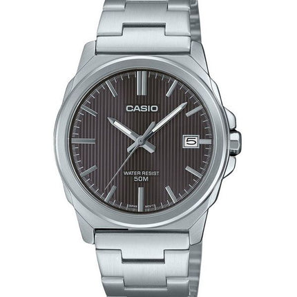 Montre Casio Standard analogique en acier inoxydable avec cadran gris et quartz MTP-E720D-8AV pour homme