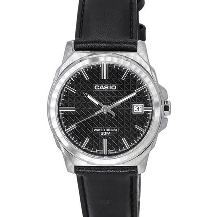 Montre pour homme Casio Standard analogique avec bracelet en cuir et cadran noir à quartz MTP-E720L-1A