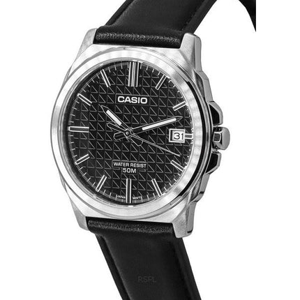 Montre pour homme Casio Standard analogique avec bracelet en cuir et cadran noir à quartz MTP-E720L-1A