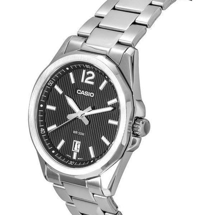 Montre Casio Standard analogique en acier inoxydable avec cadran noir et quartz MTP-E725D-1A pour homme