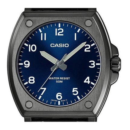 Montre pour homme Casio Standard analogique plaquée ion noir en acier inoxydable avec cadran bleu à quartz MTP-E730B-2AV