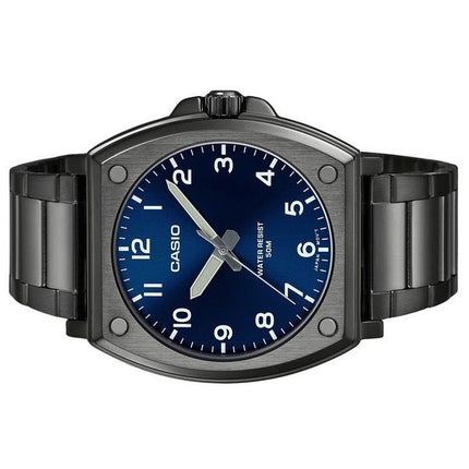 Montre pour homme Casio Standard analogique plaquée ion noir en acier inoxydable avec cadran bleu à quartz MTP-E730B-2AV