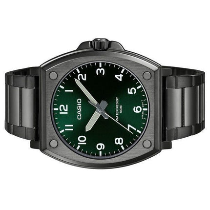 Montre pour homme Casio Standard analogique plaquée ion noir en acier inoxydable avec cadran vert à quartz MTP-E730B-3AV
