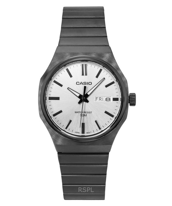 Montre analogique Casio Standard pour homme, acier inoxydable, cadran argenté, quartz, MTP-E735B-7AV