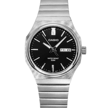 Montre analogique Casio Standard pour homme, acier inoxydable, cadran noir, quartz, MTP-E735D-1AV