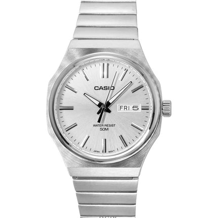 Montre analogique Casio Standard pour homme, acier inoxydable, cadran argenté, quartz, MTP-E735D-7AV