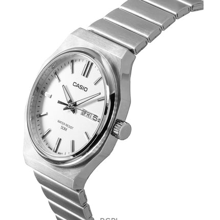 Montre analogique Casio Standard pour homme, acier inoxydable, cadran argenté, quartz, MTP-E735D-7AV