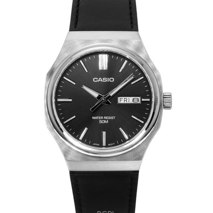 Montre analogique Casio Standard pour homme, bracelet en cuir, cadran gris, quartz, MTP-E735L-8AV
