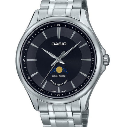 Montre Casio Standard analogique phase de lune cadran noir quartz MTP-M100D-1A pour homme