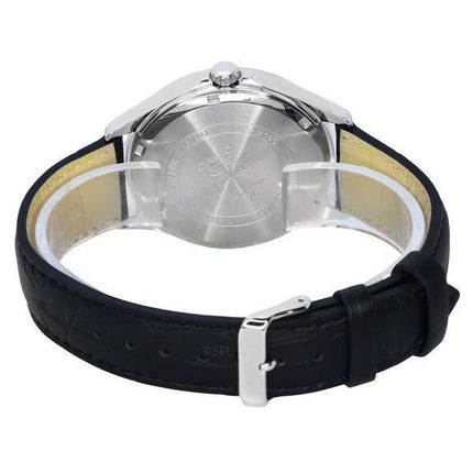 Casio Standard Analogique Moon Phase Bracelet en cuir Cadran argenté Quartz MTP-M100L-7A Montre pour homme