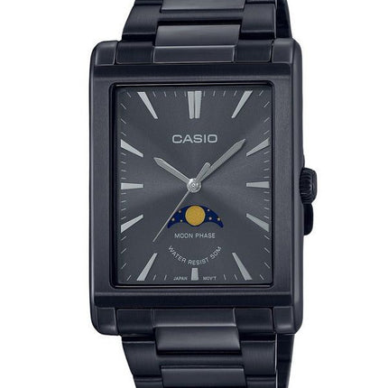 Montre Casio Standard analogique phase de lune en acier inoxydable cadran noir à quartz MTP-M105B-1A pour homme