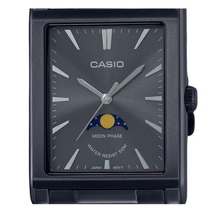 Montre Casio Standard analogique phase de lune en acier inoxydable cadran noir à quartz MTP-M105B-1A pour homme