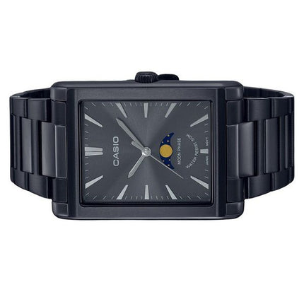 Montre Casio Standard analogique phase de lune en acier inoxydable cadran noir à quartz MTP-M105B-1A pour homme