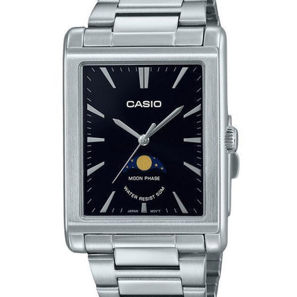 Montre Casio Standard analogique phase de lune en acier inoxydable cadran noir à quartz MTP-M105D-1A pour homme