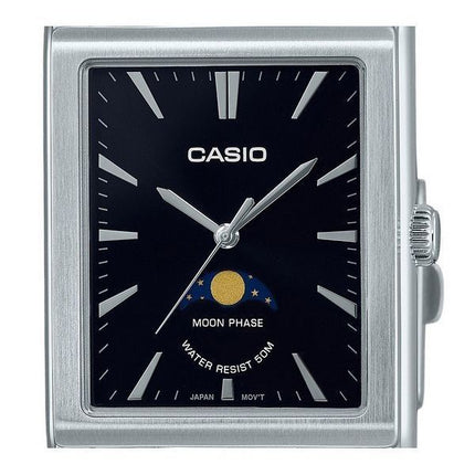 Montre Casio Standard analogique phase de lune en acier inoxydable cadran noir à quartz MTP-M105D-1A pour homme
