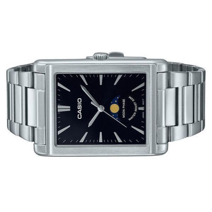 Montre Casio Standard analogique phase de lune en acier inoxydable cadran noir à quartz MTP-M105D-1A pour homme