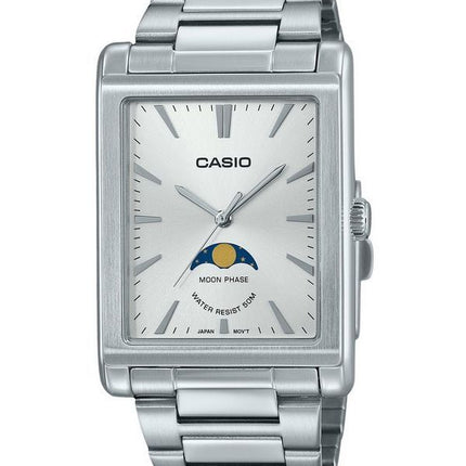 Montre Casio Standard analogique phase de lune en acier inoxydable cadran argenté à quartz MTP-M105D-7A pour homme