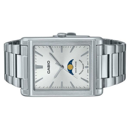 Montre Casio Standard analogique phase de lune en acier inoxydable cadran argenté à quartz MTP-M105D-7A pour homme