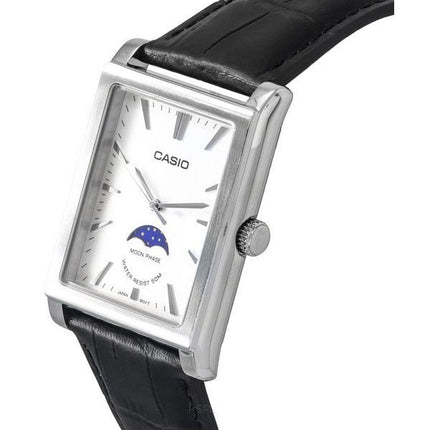 Casio Standard Analogique Bracelet en Cuir Phase de Lune Cadran Argenté Quartz MTP-M105L-7A Montre Unisexe