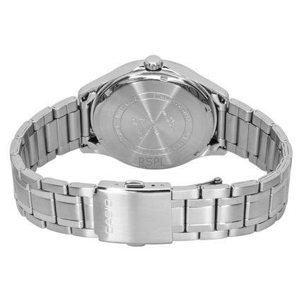 Montre homme Casio MTP-M110D-7AV à quartz, cadran blanc, boîtier en acier inoxydable, phase de lune analogique standard