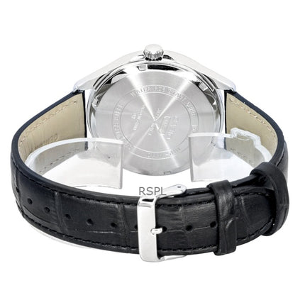 Montre homme Casio MTP-M110L-1AV à quartz, analogique standard, phase de lune, bracelet en cuir, cadran noir