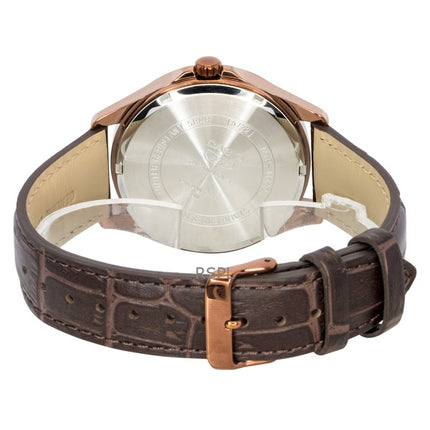 Montre homme Casio MTP-M110RL-5AV à quartz, bracelet en cuir, phase de lune analogique standard, cadran ivoire