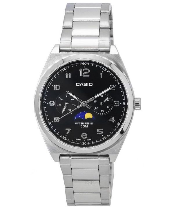 Casio Standard Analogique Moon Phase Cadran Noir Quartz MTP-M300D-1A MTPM300D-1 Montre Homme