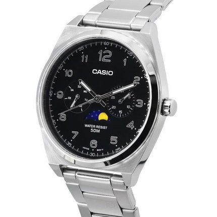 Casio Standard Analogique Moon Phase Cadran Noir Quartz MTP-M300D-1A MTPM300D-1 Montre Homme
