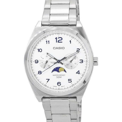 Casio Standard Analogique Moon Phase Cadran Blanc Quartz MTP-M300D-7A MTPM300D-7 Montre Homme