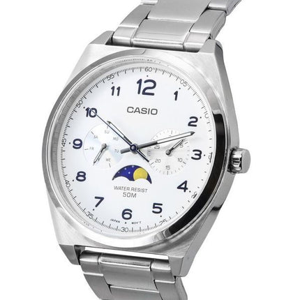 Casio Standard Analogique Moon Phase Cadran Blanc Quartz MTP-M300D-7A MTPM300D-7 Montre Homme