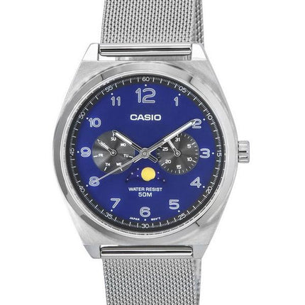 Casio Standard analogique bracelet en maille d'acier inoxydable Phase de lune cadran bleu Quartz MTP-M300M-2A mon