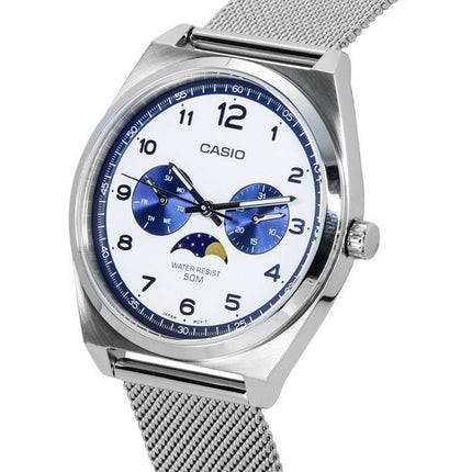 Montre pour homme Casio Standard analogique phase de lune cadran blanc Quartz MTP-M300M-7A