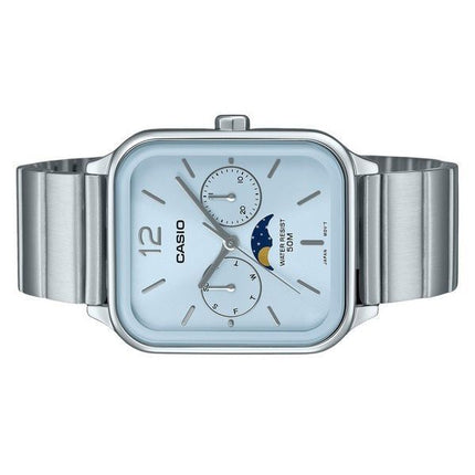 Montre Casio Standard analogique phase de lune en acier inoxydable cadran bleu bébé à quartz MTP-M305D-2AV pour homme