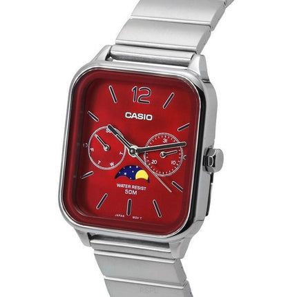 Montre pour homme Casio Standard analogique phase de lune cadran rouge Quartz MTP-M305D-4A